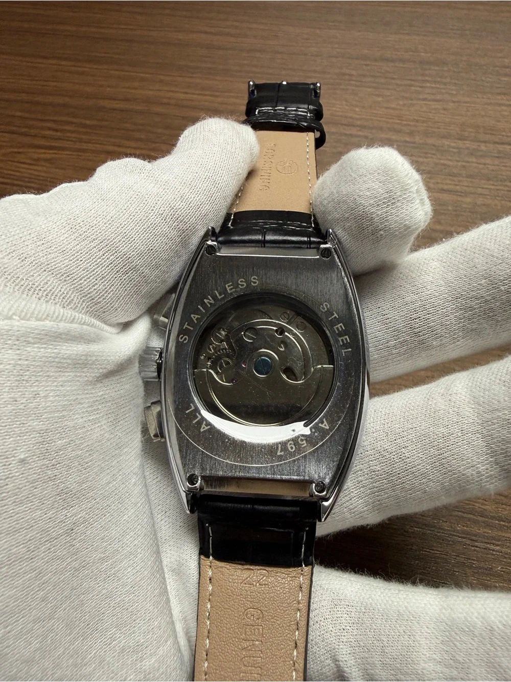 Black Dial Men’s Leather Strap Tourbillon Watch